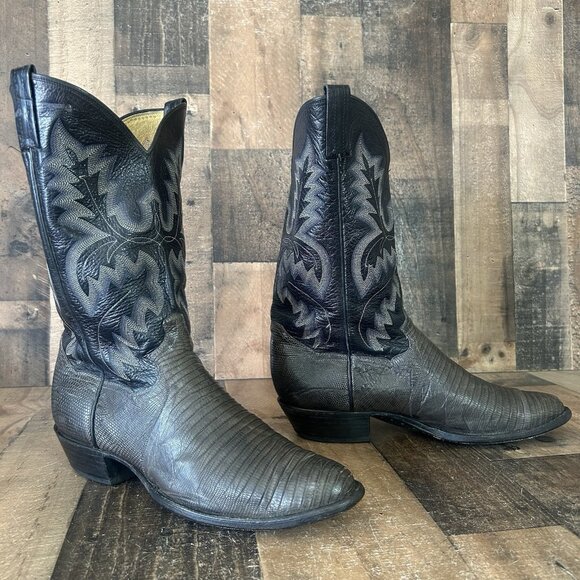 Panhandle Slim Vintage Teju Lizard Western Cowboy Boots Mens 11 D - Picture 3 of 12